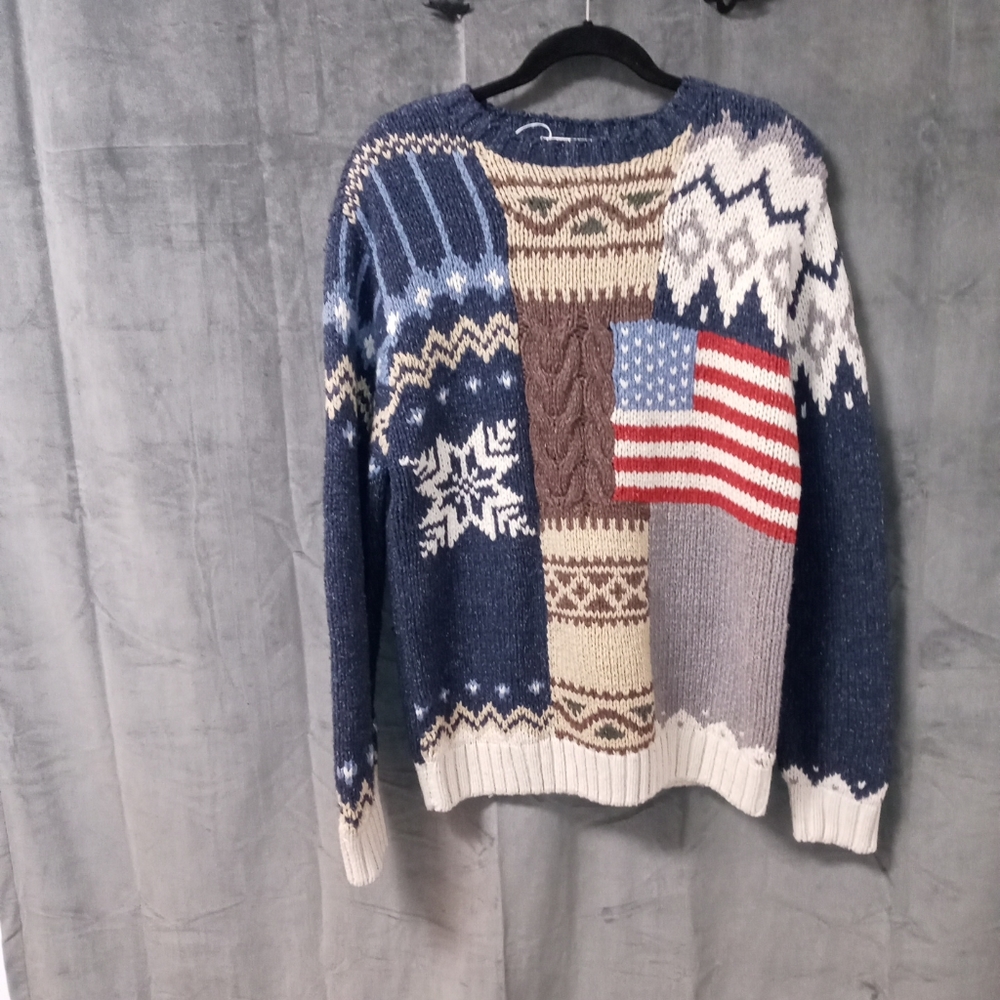 Turnbury Wool Silk Blend Winter American Theme Sweater Size 40 (Large)